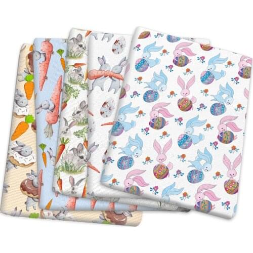 Easter Rabbit Patchwork Printed Polyester Cotton Fabric for Tissue Sewing Quilting Fabrics Needlework Material DIY,c14661
