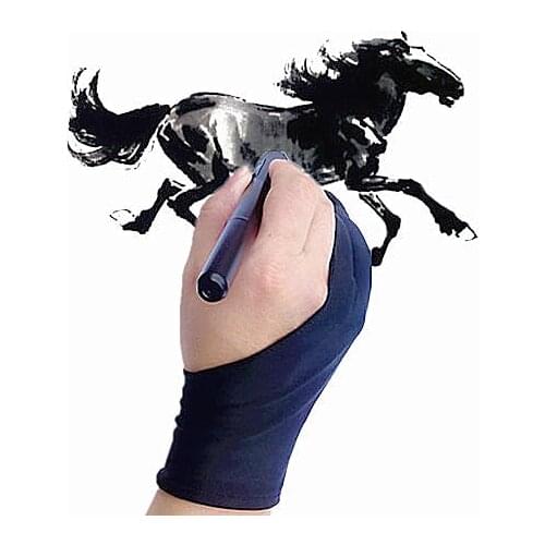 2pcs drawing glove artist glove for any Graphics drawing Tablet Black 2 finger anti-fouling,both for right and left hand