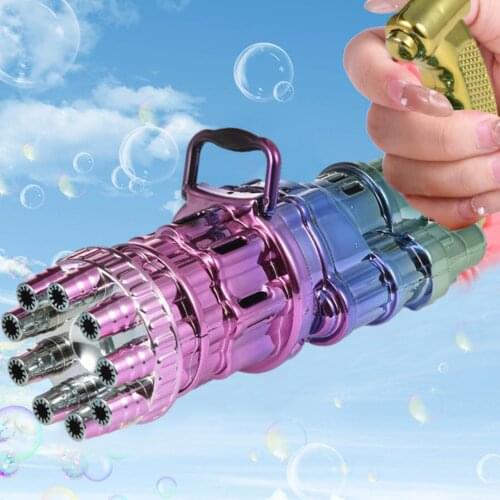 Electroplate Gradient Bubble Gun High Quality Automatic Gatling Electric Bubble Strong Tightness Outdoor Gatling Soap Bubble Gun