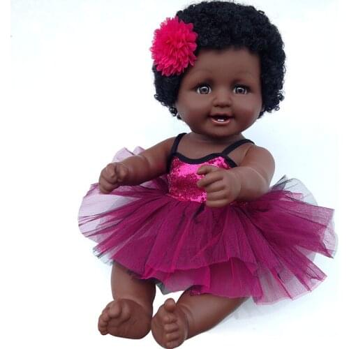 Full vinyl silicone reborn baby girl doll 50cm Movable Joint African Doll Toy Black Doll Best Gift Toy Christmas Gift