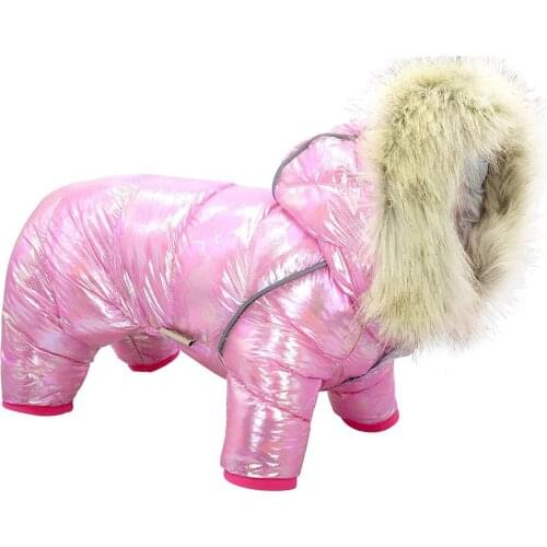 Luxury Fur Collar Thick Warm Clothes For Dogs Reflective Dog Clothes Coat Jacket Reflective Winter Warm Down Coat for Small Dog