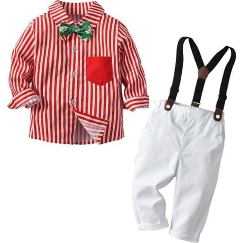 Gentleman Christmas Costume Xmas Baby Boy Clothing Red Christmas Overalls Boutique Kids Clothing New Fashion Boy Clothes Outfits