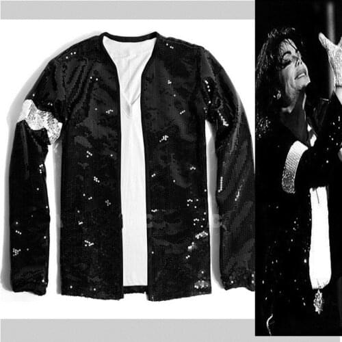 SexeMara MICHAEL JACKSON BILLIE JEAN SEQUIE JACKET GLOVE MJ COSTUME FOR GIFT PERFORMANCE IN 1990S