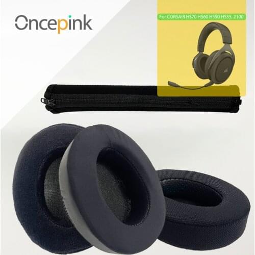 Oncepink Replacement EarPads Headband For CORSAIR HS70 HS60 HS50 HS35 2100 Headphone Ear Cushion Cover Repair Parts Earphones