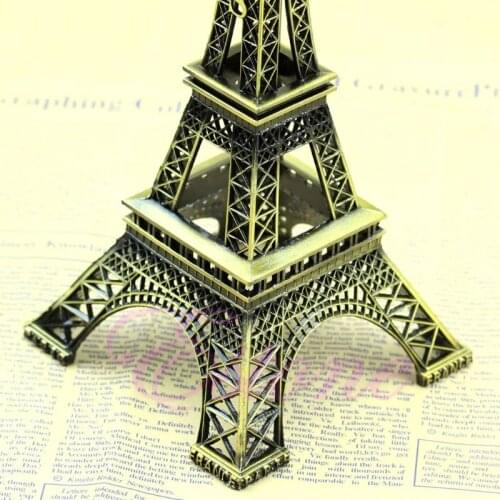 Bronze Tone Paris Eiffel Tower Figurine Statue Vintage Alloy Model Decor 25cm