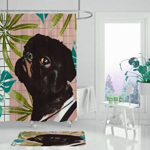 Cute animal shower curtain green plants flowers leaves beautiful scenery bathroom decoration waterproof cloth curtain