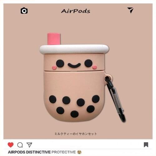 For Airpods Pro 3D Bluetooth earphone protective cover Bubble boba tea Silicone Case for Apple Airpods 1 2 Case Cases soft capa