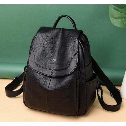 Women Soft Leather Backpacks High Quality Vintage Bagpack Sac School Bags For Girls Casual Female Travel Shoulder Bags 2020