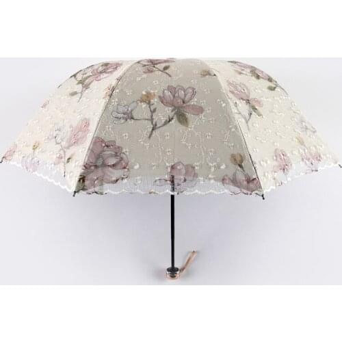 Double embroidered lace embroidered umbrella anti ultraviolet a1907 sunshade umbrella sunny umbrella Aurora black plastic sun