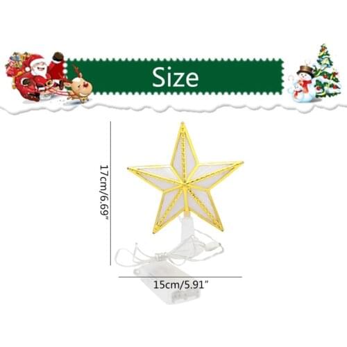066E Christmas Tree Topper Plastic Star LED Light USB Battery Powered Treetop Lamp