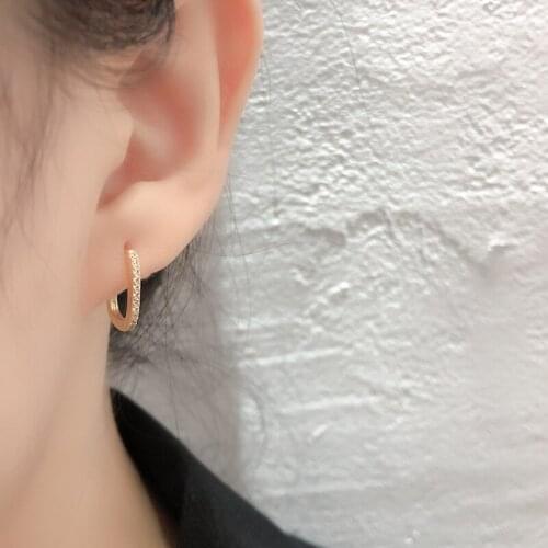1Pair Diameter 9.8mm Piercing U-shape 925 Sterling Silver Earrings for Women 2020 Trend Jewelry Side Inlaid Zircon Earrings