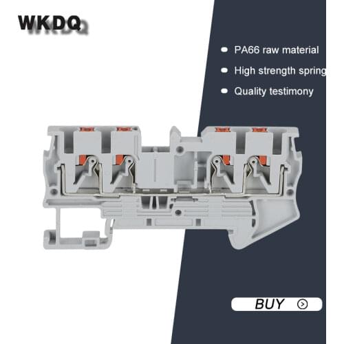 Din Rail Terminal Block PT 2.5-QUATTRO Electrical Wire Spring Connection Push In 4 Conductors 10pcs wire connector