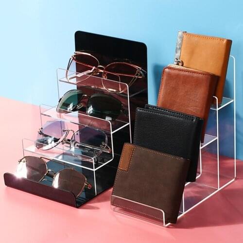2pcs Multi-level design Clear Acrylic Wallet Display Stand Holder High Quality Acrylic Holder Purse Display Stand