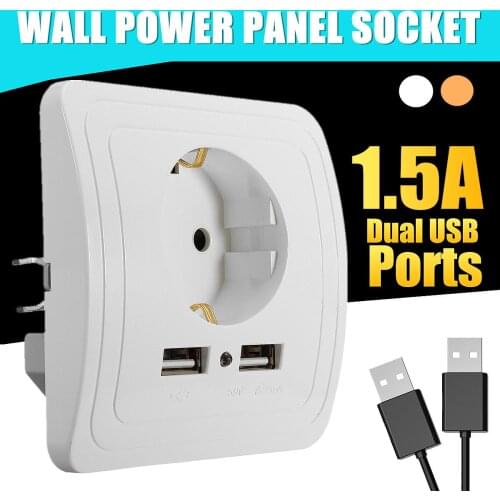 220V 50/60Hz electric wall charger adapter socket dual USB port power socket panel EU plug ABS electrical expert