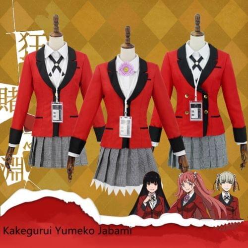 Anime Kakegurui Yumeko Jabami Japanese School Uniform Full Set Cosplay Costume Dress Prop New