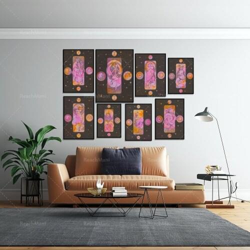 Astrology prints, Libra and Scorpio posters, Zodiac wall decorations, celestial decorations, sun and moon prints, wall decoratio