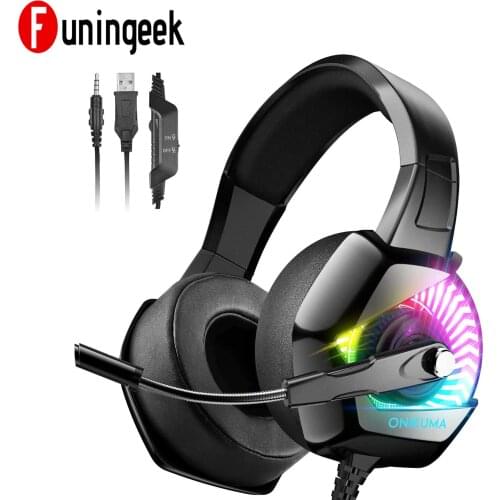 Headset With RGB LED Light Prefessiona Gaming headphones 3.5mm Jack Noise Canceling for PS4, PC, Xbox One 7.1 Surround Sound