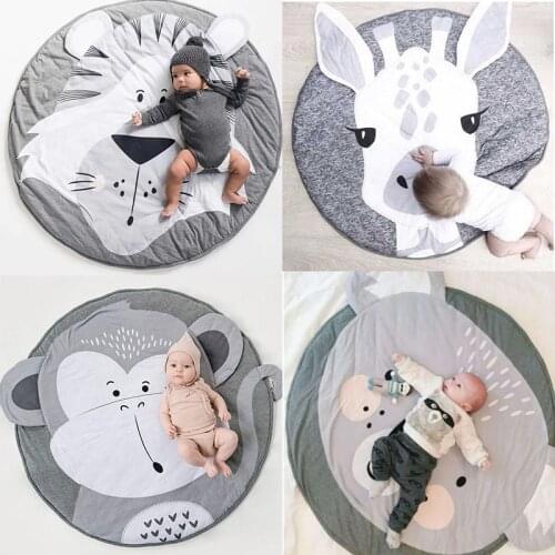INS Nordic New Cartoons Mat for Children Baby Play Mat Round Carpet Lion Playmat Newborn Photography Props Living Room Carpet