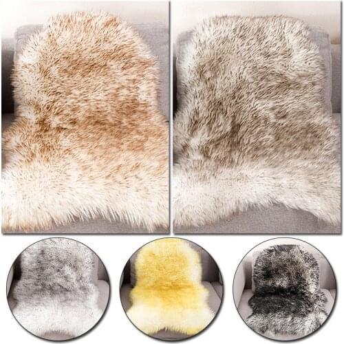 Artificial Sheepskin Cushion Chair Cover Cushion Living Room Sofa Carpet Cushion Solid Color Fur Plush Carpet Bedroom Carpet