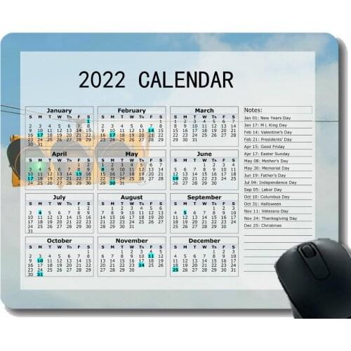 Calendar 2022 Year Mouse Pad,Traffic Light Sky Clouds Gaming Mouse Pad