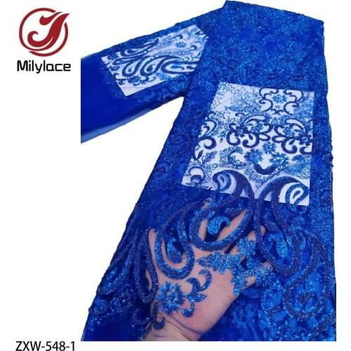 Hot Sale Nigerian Lace Fabrics Latest Mesh African Lace Fabric Embroidrerd Lace French Net Fabric Wedding Dress ZXW-548