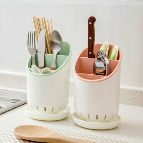 Kitchen Plastic Drain Chopsticks Spoon Storage Rack Multi-function Household Double Layer Water Draining Storage Supplies