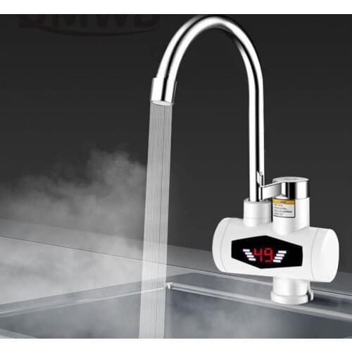 DMWD Instantaneous Electric Heater Faucet LED Temperture Display Kitchen Instant Tankless Boiler Hot Water Heating Tap Shower EU