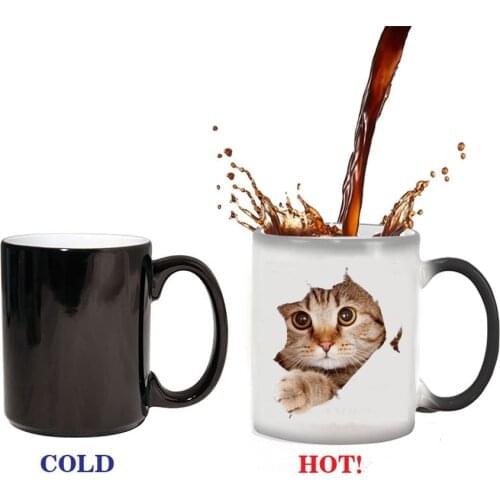 Cute Cat Panda Magic Temperature Changing Cup Color Changing Chameleon Mugs Heat Sensitive Cup Coffee Tea Milk Mug Novelty Gifts