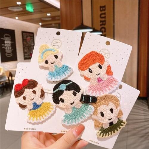 Cute Beautiful Wool Children Girl Hair Clip Student Cartoon Princess Knitting Hairpin Barrettes