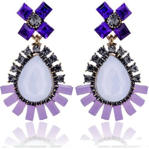 Fashion Accessories Colorful Water Drop Earrings Crystal Bow Earring For Girls