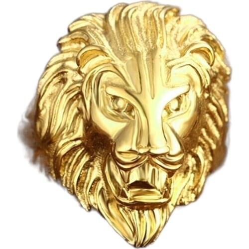 Fashion Accessories Domineering Lion Ring for Men Rock Jewelry Male Gold Color Ring Gift