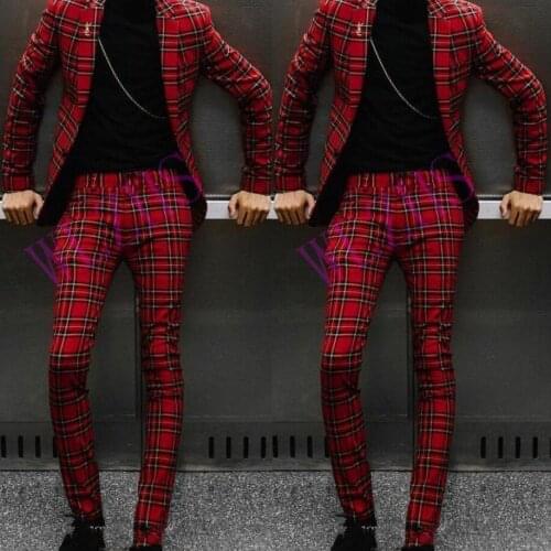 Fashion Italian Plaid Design Groomsmen Notch Lapel Groom Tuxedos Mens Wedding Dress Best Man Blazer Prom Dinner Suit Jacket+Pant