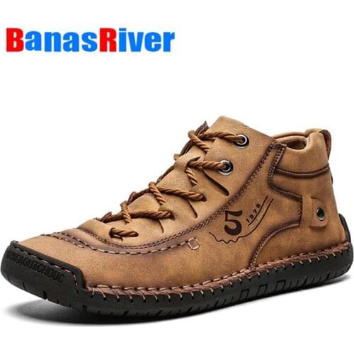 2020 Leather Men Casual Shoes Comfortable Fashion Walking Big Size Brown Black Soft Flats Outdoor Fashion High Quality Footwear