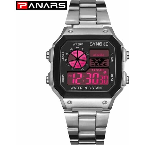 PANARS Men Luminous Sports Watch Multi-function Business Waterproof Male Wrist Watch Fitness Digital Watch Alarm Timer Clock
