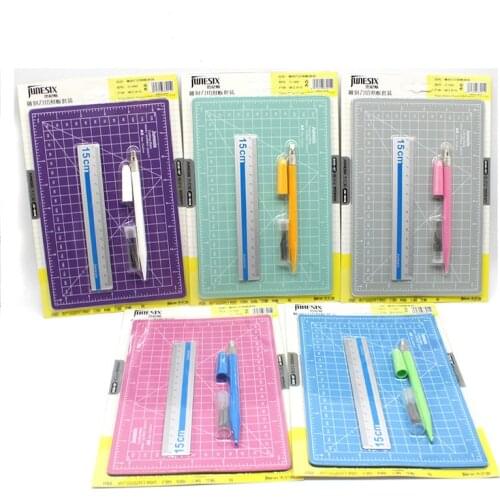 A5 Cutting Pad Set Aluminum Ruler Cutting Board Leather Craft Cutting Pad Carving Table Cushion 3mm Thick Manual Writing Board