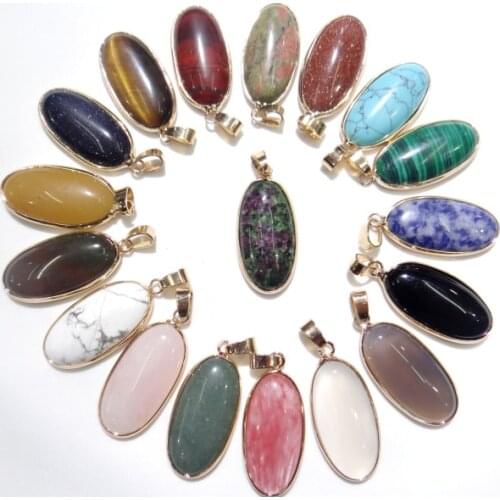 Natural stone Turquoises Quartz Crystal tiger eye Water drop pendant for diy Jewelry making necklace Accessories1PCS A5