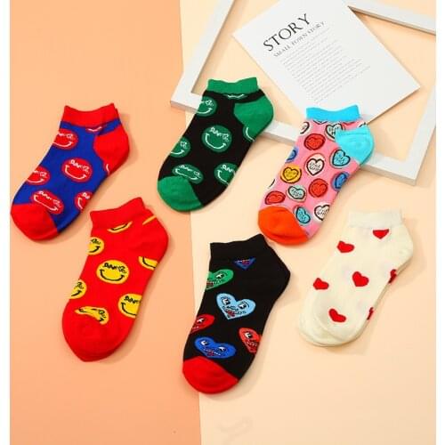 Heart Invisible Short Woman summer comfortable cotton girl boat socks ankle low female casual sports men women socks