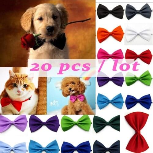 Wholesale 20PCS Pet Necklace Adjustable Strap for Dog Pet Dog Cat Collar Dogs Accessories pet bow tie puppy Pet supplies