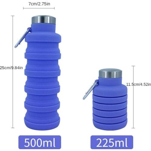 2021 Portable Silicone Folding Cup 500ml Creative Cycling Sports Water Bottle Bottle Outdoor Retractable Silicone Water Cup