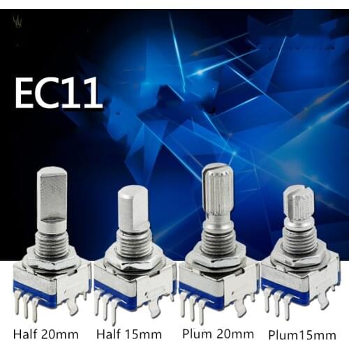 10PCS Half / Plum axis rotary encoder, handle length 15mm / 20mm code switch EC11 digital potentiometer with switch 5Pins