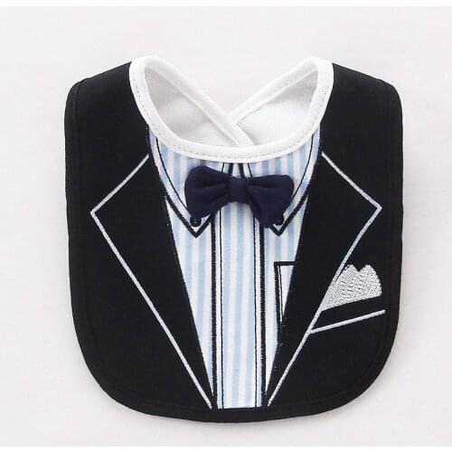 3 Layers Baby Bibs Waterproof Babys Tuxedo Bibs Kids Feeding Bib Saliva Towel Child Red Bow Tie Removable Gentleman NTY0060