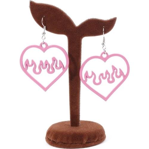 Unique Black Pink Peach Chain Acrylic Dangle Earrings for Adult Alloy Earring Presents for Girlfriend Ear Adornments