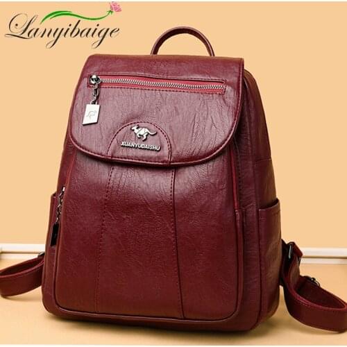Winter Style Women Soft Leather Backpacks Female Ladies Shoulder School Bags For Teenage Girls Travel Backpack Bagpack 2021