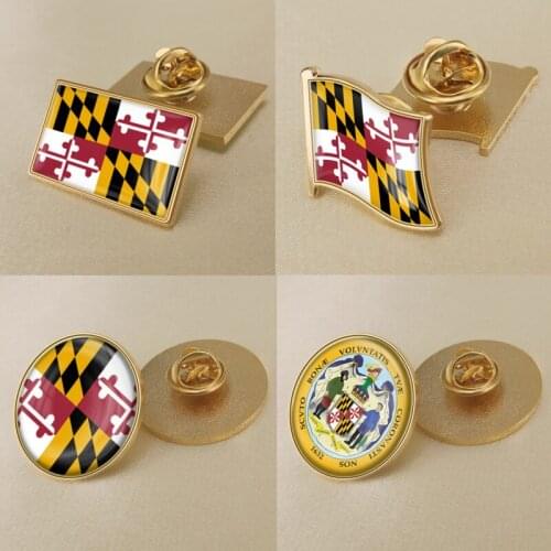 Seal of Maryland State of United States of America Map Flag Lapel Pins Broochs Badges