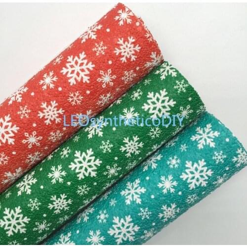 1PC 21X29CM Glitter Fabric, Snowflake Chunky Glitter Leather Sheets For Making Bows LEOsyntheticoDIY T519A