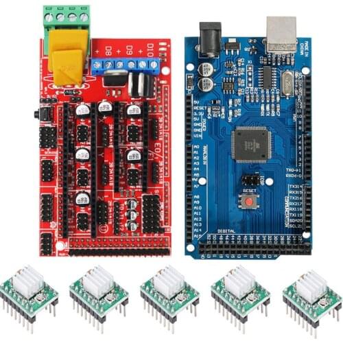 3D Printer 1pc Mega 2560 R3 + 1pc RAMPS 1.4 control panel+ 5pcs A4988 Stepper Motor Drive Carrier Reprap for 3D printer kit