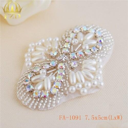 100 pieces) Wholesale Handmade Hot Fix Sewing Beadeded Rhinestone Applique DIY for Garments Wedding Dress Hand Bag