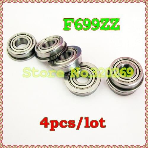 4pcs Flange Thin Wall Deep Groove Ball Bearings F699ZZ 9*20*23*6*1.5 Mm or 699ZZ FOR 9Mm Shaft