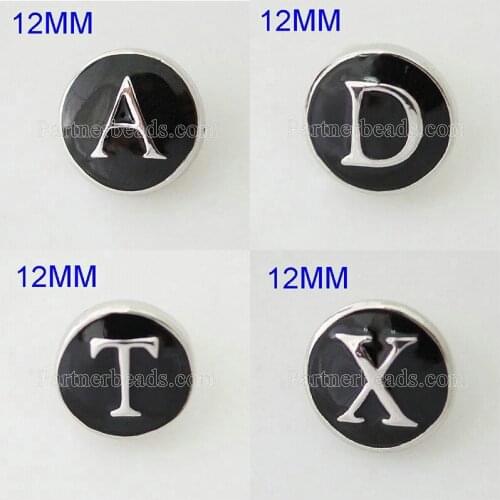 Alphabet 12mm Metal snap button DIY jewelry KS2056