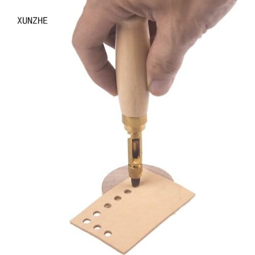 XUNZHE Automatic Screw Hole Punch Mute Rotary Punch Steel Belt Hole leather Craft Tools Hole Punching Cutter Sewing 5 hole sizes